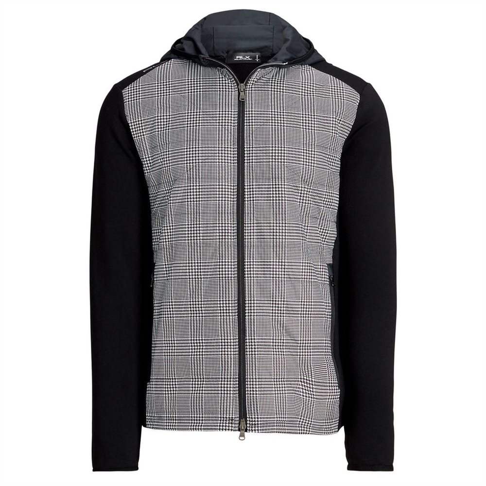 RLX Ralph Lauren Black and Gray Plaid Golf 1/15 Hooded Zipper Jacket Large